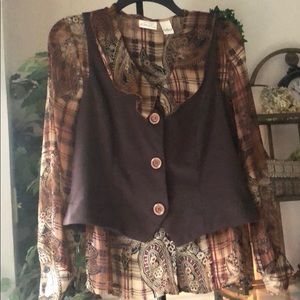 Kim Rogers sheer blouse with vest